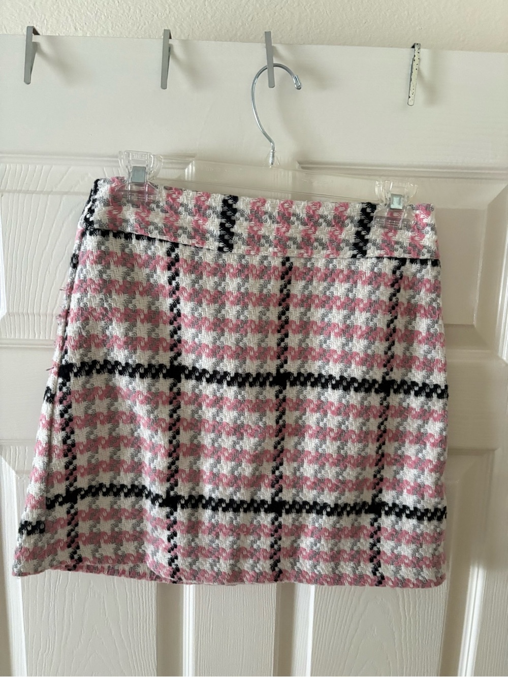 Pink Vintage Topshop Plaid Tweed Houndstoof Clueless Skirt